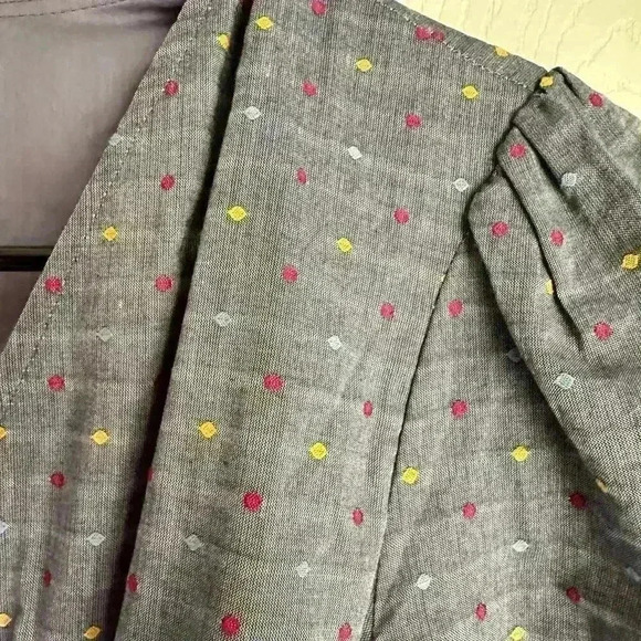 Draper James Chambray Denim Polka Dot True Wrap Dress Size 6 Preppy Midi - Picture 5 of 8